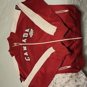 XL Canada Bootleg Liquors Zip-up Jacket. (Red + White)